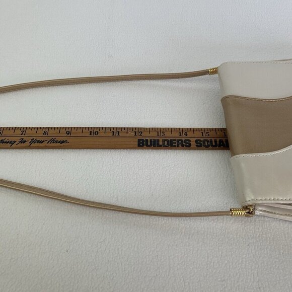 Retro Shoulder Bag Purse Clutch Small Colorblock White Gold Wave Patent Leather - Picture 15 of 16